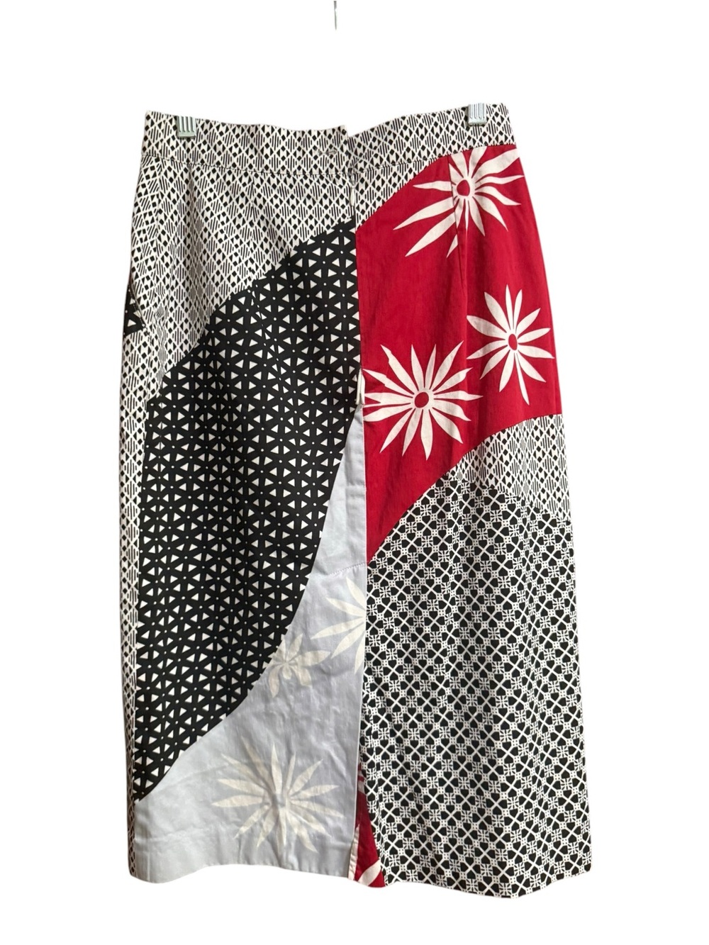 MaxMara Weekend Cotton Pencil Skirt Red Black White Graphic Floral Print - Picture 3 of 8